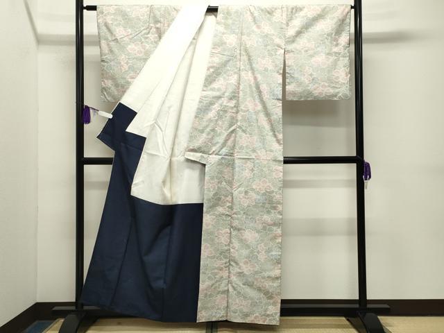 平和屋着物●本場大島紬　白大島　7マルキ　花尽し　正絹　逸品　CABG4567gh