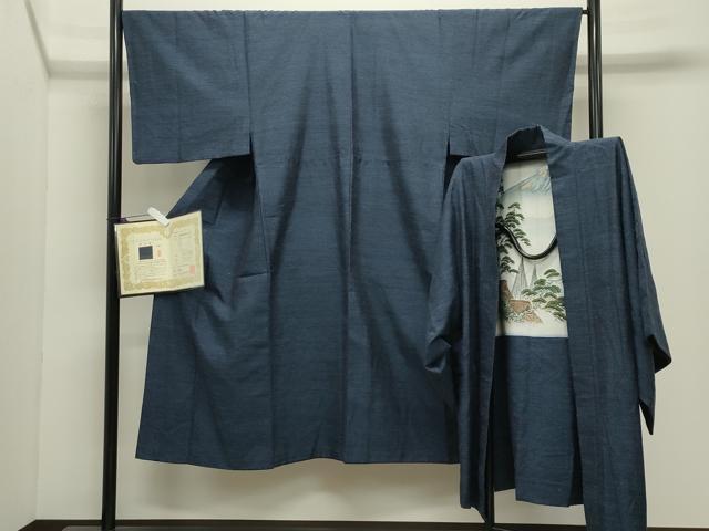 平和屋着物●男性　本場真綿絢結城紬　アンサンブル　杢　認定証付き　正絹　逸品　CABG4572gh