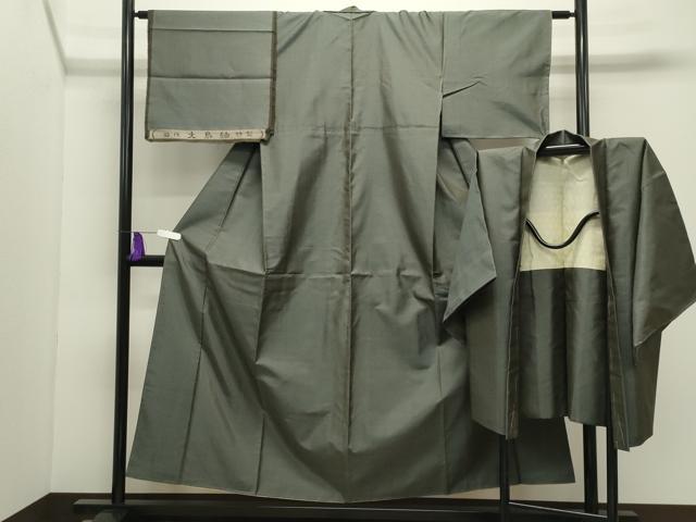 平和屋着物●大島紬　アンサンブル　格子柄　田代特製　反端付き　正絹　逸品　未使用　CABG4573gh