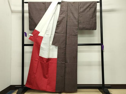 平和屋着物●本場大島紬　7マルキ　泥染め　草花文　牧絹織物謹製　証紙付き　正絹　逸品　CABG4576gh