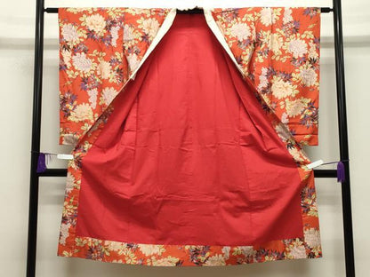 平和屋着物●アンティーク　大正ロマン　長襦袢　袷　葡萄蔦の葉花文　正絹　逸品　CABG4578gh