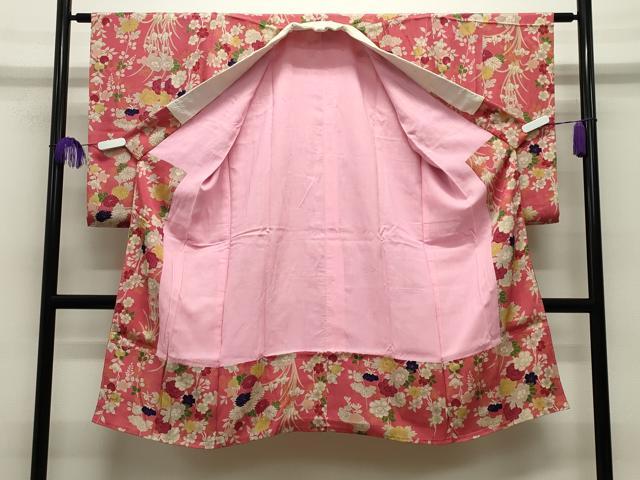 平和屋着物●アンティーク　大正ロマン　長襦袢　袷　草花文　正絹　逸品　CABG4579gh