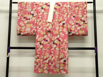 平和屋着物●アンティーク　大正ロマン　長襦袢　袷　草花文　正絹　逸品　CABG4579gh
