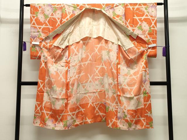 平和屋着物●アンティーク　大正ロマン　長襦袢　無双仕立て　籠目花文　正絹　逸品　CABG4580gh