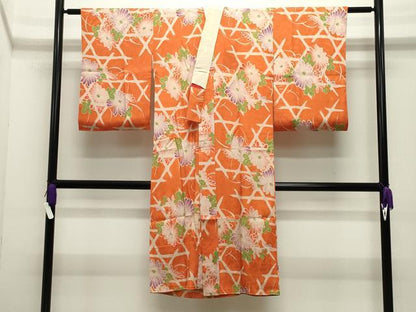 平和屋着物●アンティーク　大正ロマン　長襦袢　無双仕立て　籠目花文　正絹　逸品　CABG4580gh