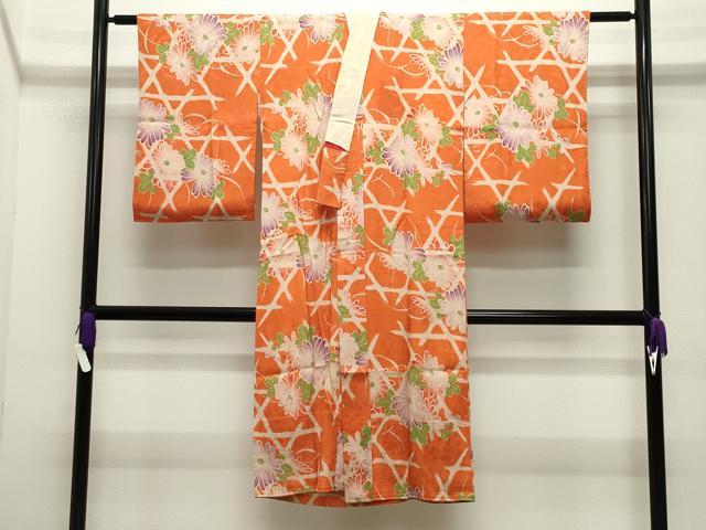 平和屋着物●アンティーク　大正ロマン　長襦袢　無双仕立て　籠目花文　正絹　逸品　CABG4580gh