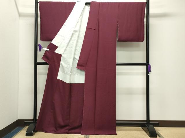 平和屋着物●上質な色無地　吉祥地紋　葡萄茶色　ロング丈　正絹　逸品　未使用　CABG4587gh