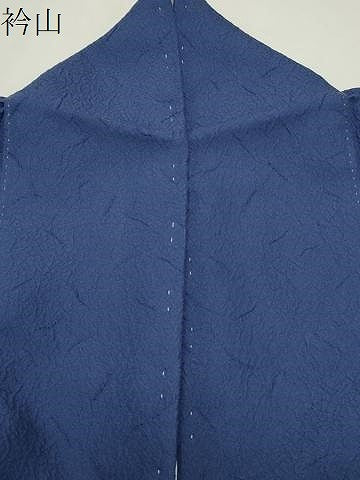 平和屋着物●上質な色無地　吉祥地紋　深縹色　ロング丈　正絹　逸品　CABG4588gh