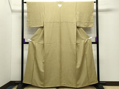 平和屋着物●上質な色無地　吉祥地紋　青朽葉色　正絹　逸品　未使用　CABG4589gh
