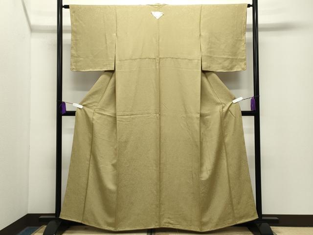 平和屋着物●上質な色無地　吉祥地紋　青朽葉色　正絹　逸品　未使用　CABG4589gh