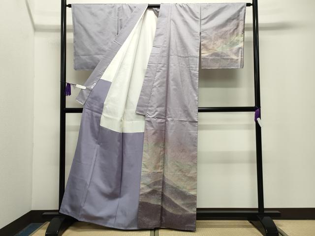 平和屋着物●訪問着　本場染大島紬　遠山風景文　正絹　逸品　CABG4590gh