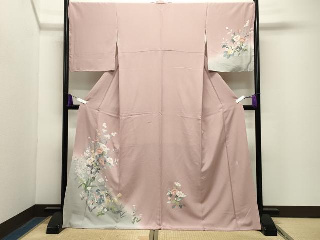 平和屋着物●訪問着　友禅　作家物　糸巻き花文　暈し染め　ロング丈　正絹　逸品　未使用　CABG4591gh