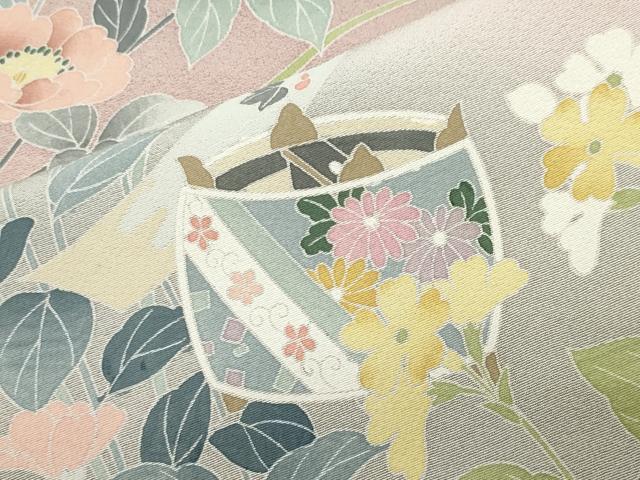 平和屋着物●訪問着　友禅　作家物　糸巻き花文　暈し染め　ロング丈　正絹　逸品　未使用　CABG4591gh