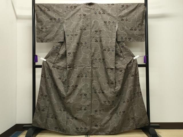 平和屋着物●本場大島紬　7マルキ　花唐草文　正絹　逸品　未使用　CABG4593gh