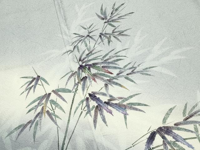 平和屋着物●訪問着　笹竹文　暈し染め　金銀彩　正絹　逸品　未使用　CABG4595gh