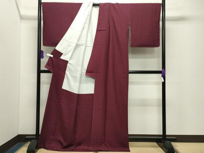 平和屋着物●上質な色無地　吉祥地紋　葡萄茶色　ロング丈　正絹　逸品　未使用　CABG4596gh