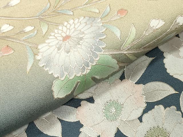 平和屋着物●訪問着　草花文　暈し染め　銀彩　正絹　逸品　CABG4597gh