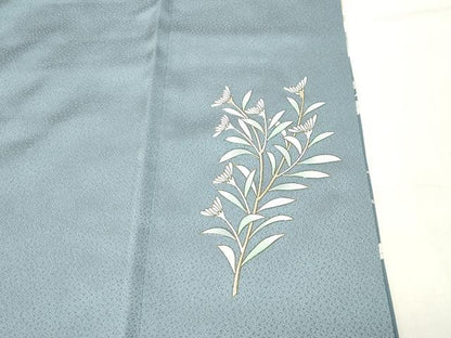 平和屋着物●訪問着　草花文　暈し染め　銀彩　正絹　逸品　CABG4597gh