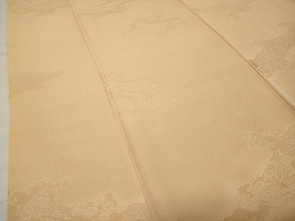平和屋着物●上質な色無地　雲重ね花地紋　萱草色　正絹　逸品　CABG4598gh