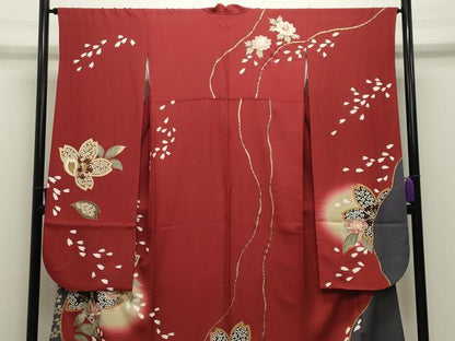 平和屋着物●豪華振袖・長襦袢セット　駒刺繍　舞桜花文　暈し染め　金彩　やまと誂製　正絹　逸品　CABG4602gh