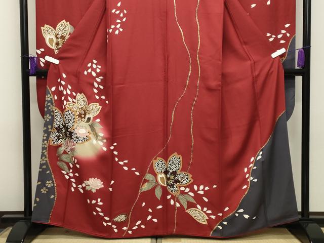 平和屋着物●豪華振袖・長襦袢セット　駒刺繍　舞桜花文　暈し染め　金彩　やまと誂製　正絹　逸品　CABG4602gh