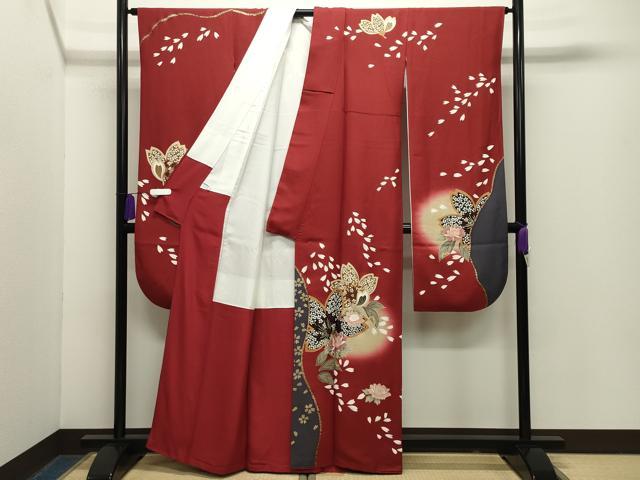 平和屋着物●豪華振袖・長襦袢セット　駒刺繍　舞桜花文　暈し染め　金彩　やまと誂製　正絹　逸品　CABG4602gh