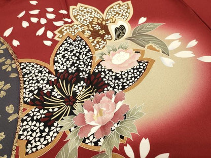 平和屋着物●豪華振袖・長襦袢セット　駒刺繍　舞桜花文　暈し染め　金彩　やまと誂製　正絹　逸品　CABG4602gh