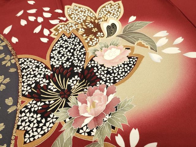 平和屋着物●豪華振袖・長襦袢セット　駒刺繍　舞桜花文　暈し染め　金彩　やまと誂製　正絹　逸品　CABG4602gh