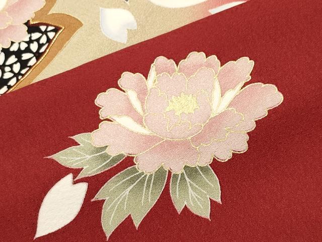 平和屋着物●豪華振袖・長襦袢セット　駒刺繍　舞桜花文　暈し染め　金彩　やまと誂製　正絹　逸品　CABG4602gh