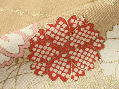 平和屋着物●豪華振袖・長襦袢セット　駒刺繍　舞花文　暈し染め　金彩　半衿刺繍　正絹　逸品　CABG4603gh