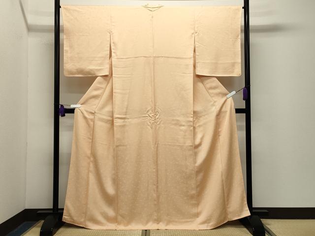 平和屋着物●上質な色無地　花唐草地紋　薄香色　正絹　逸品　CABG4606gh