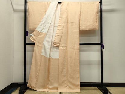 平和屋着物●上質な色無地　花唐草地紋　薄香色　正絹　逸品　CABG4606gh