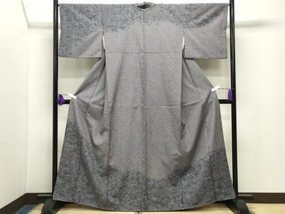 平和屋着物●訪問着　紬地　総絞り　霞文　正絹　逸品　CABG4607gh