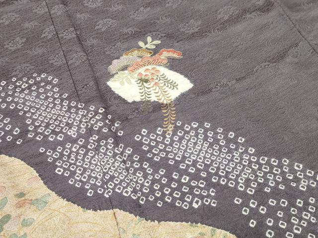 平和屋着物●訪問着　駒刺繍　絞り　地紙松花文　金銀彩　正絹　逸品　未使用　CABG4609gh