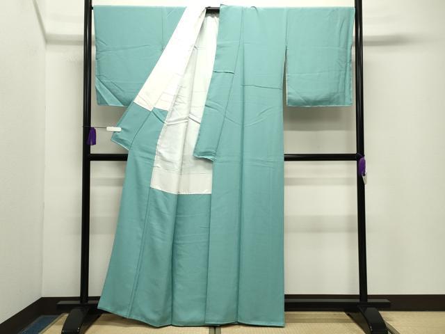 平和屋着物●本場奄美大島本泥染　赤塚次男作　色無地　白群色　証紙付き　正絹　逸品　未使用　CABG4614gh