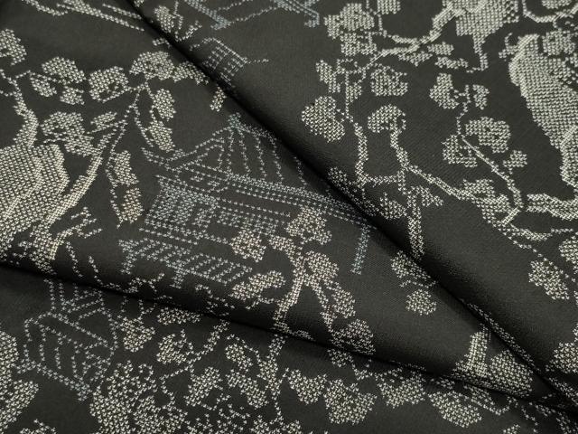 平和屋着物●本場大島紬　9マルキ　風景文　正絹　逸品　CABG4615gh
