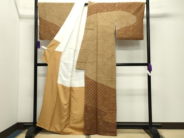 平和屋着物●訪問着　宝尽くし吉祥花文　金彩　鬼しぼ縮緬　正絹　逸品　CABG4617gh