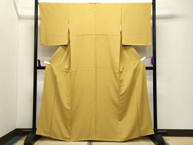平和屋着物●上質な色無地　山吹茶色　正絹　逸品　CABG4618gh