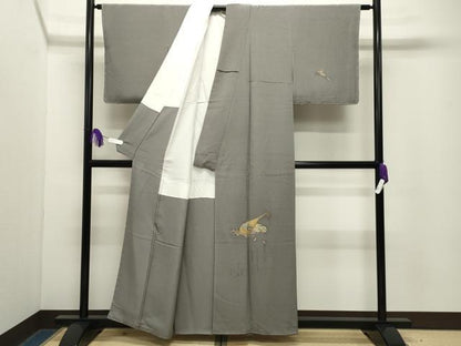 平和屋着物●友禅師・京の名工・伝統工芸士・樽本伊勢蔵　訪問着　琵琶　横笛　草花文　金銀彩　正絹　逸品　未使用　CABG4621gh