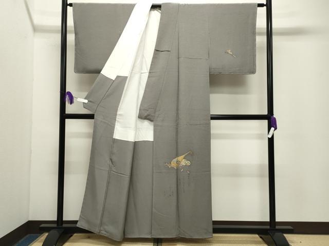平和屋着物●友禅師・京の名工・伝統工芸士・樽本伊勢蔵　訪問着　琵琶　横笛　草花文　金銀彩　正絹　逸品　未使用　CABG4621gh