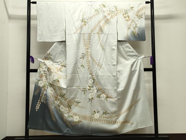 平和屋着物●螺鈿作家　藤本隆士　訪問着　辻が花　暈し染め　金銀彩　正絹　逸品　CABG4624gh