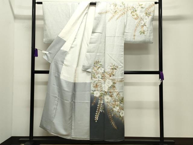 平和屋着物●螺鈿作家　藤本隆士　訪問着　辻が花　暈し染め　金銀彩　正絹　逸品　CABG4624gh