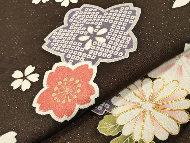 平和屋着物●豪華振袖　駒刺繍　雪輪舞桜文　金彩　金通し地　正絹　逸品　CABG4626gh