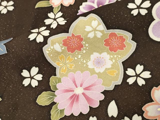 平和屋着物●豪華振袖　駒刺繍　雪輪舞桜文　金彩　金通し地　正絹　逸品　CABG4626gh