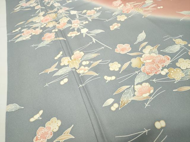平和屋着物●訪問着　作家物　こぼれ松葉梅文　暈し染め　金彩　正絹　逸品　未使用　CABG4627gh