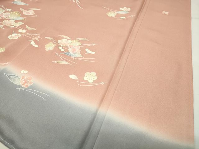 平和屋着物●訪問着　作家物　こぼれ松葉梅文　暈し染め　金彩　正絹　逸品　未使用　CABG4627gh