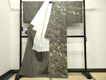 平和屋着物●訪問着　本場染大島紬　絞り　枝花文　正絹　逸品　CABG4628gh