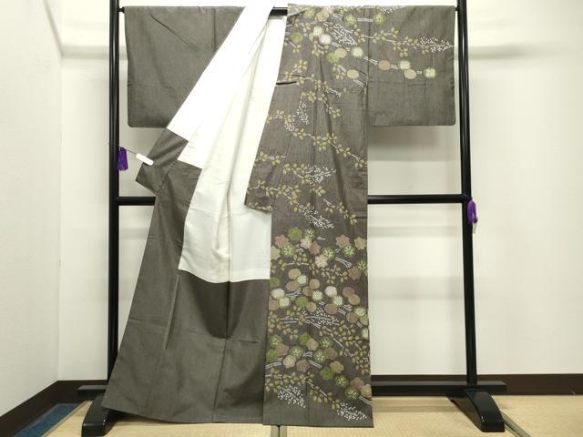 平和屋着物●訪問着　本場染大島紬　絞り　枝花文　正絹　逸品　CABG4628gh