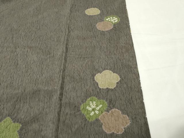 平和屋着物●訪問着　本場染大島紬　絞り　枝花文　正絹　逸品　CABG4628gh