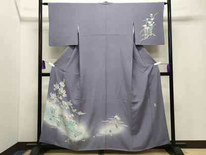 平和屋着物●本加賀友禅作家　岡本幸治　訪問着　渡橋花文　暈し染め　正絹　逸品　CABG4635gh
